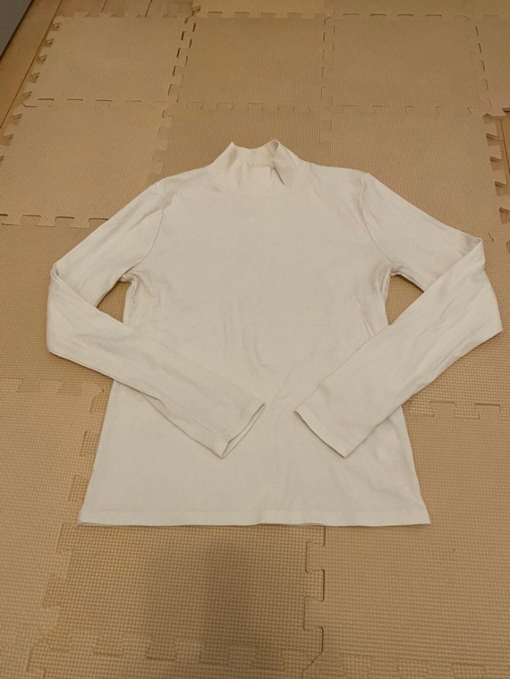 J.Crew Factory Ivory Ribbed Mock Neck Top M Long Sleeve